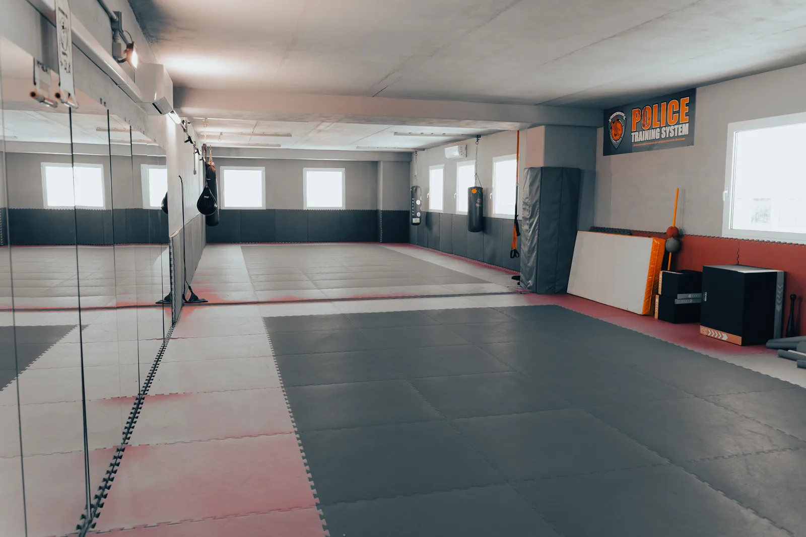 Dojo di Martial Fitness Palace con tatami e sacchi da boxe