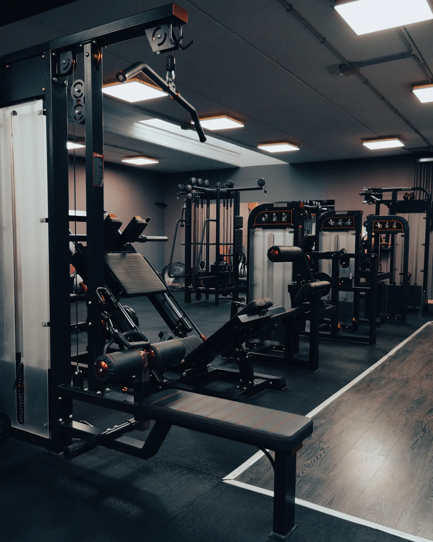 Sala pesi di Martial Fitness Palace, vista di insieme delle attrezzature